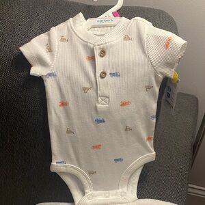 2 for $10 or 3 for $12 - Carter's Ribbed White Bodysuit with Colorful Accents